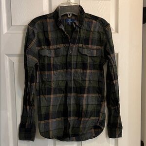 George Green and Black Plaid Flannel Shirt